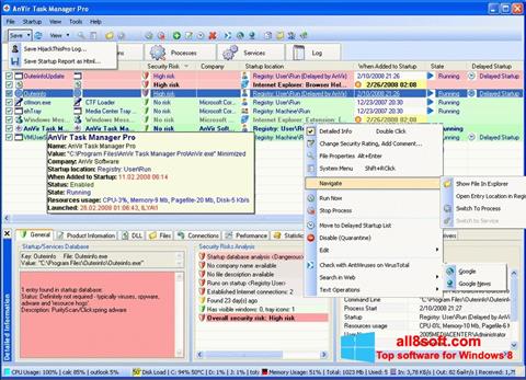 Ekrano kopija AnVir Task Manager Windows 8