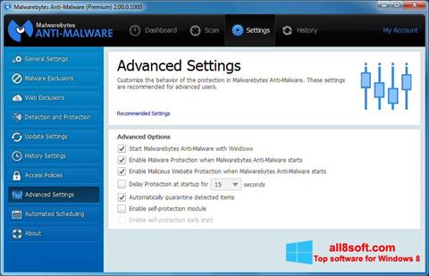 Ekrano kopija Malwarebytes Anti-Malware Windows 8