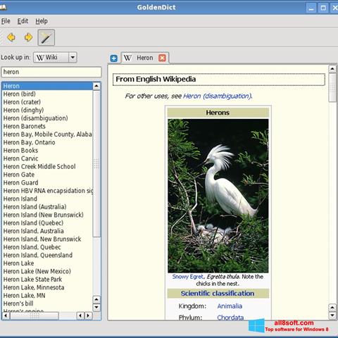 Ekrano kopija GoldenDict Windows 8