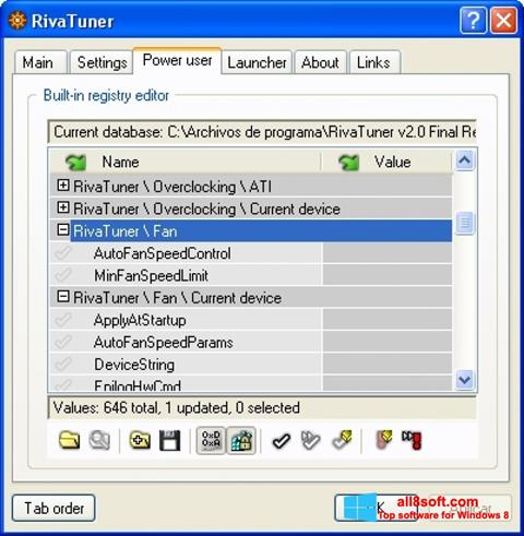Ekrano kopija RivaTuner Windows 8