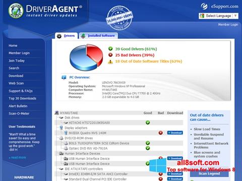 Ekrano kopija DriverAgent Windows 8