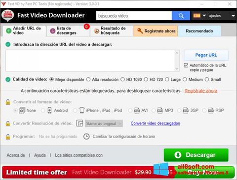 Ekrano kopija Fast Video Downloader Windows 8