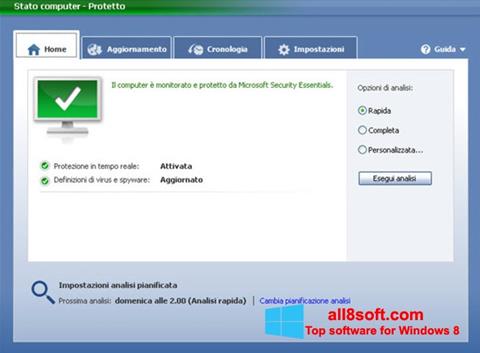 Ekrano kopija Microsoft Security Essentials Windows 8