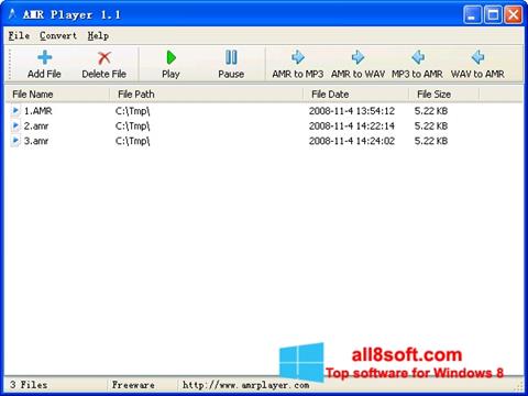Ekrano kopija AMR Player Windows 8
