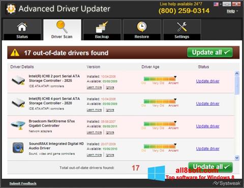Ekrano kopija Advanced Driver Updater Windows 8
