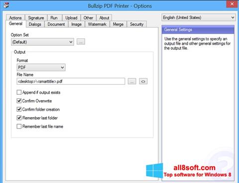 Ekrano kopija BullZip PDF Printer Windows 8