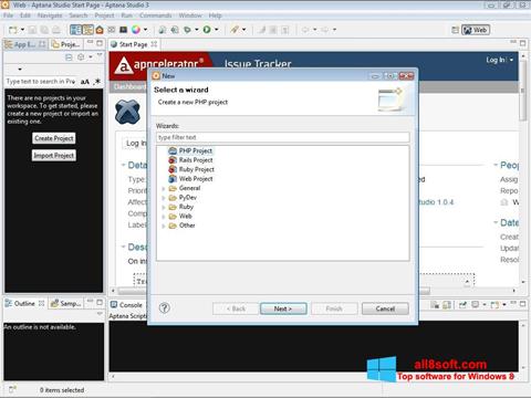 Ekrano kopija Aptana Studio Windows 8
