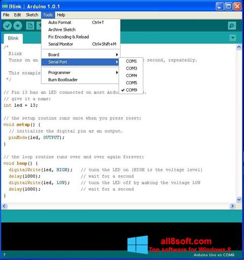 Ekrano kopija Arduino Windows 8