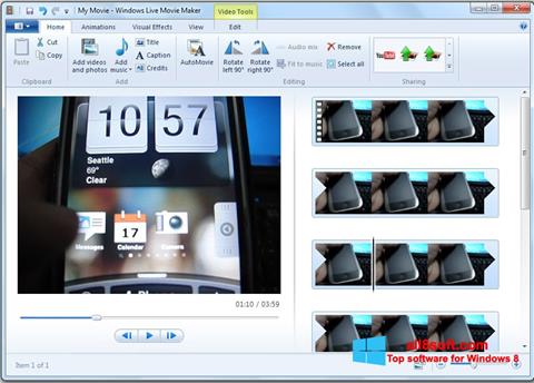 Ekrano kopija Windows Live Movie Maker Windows 8