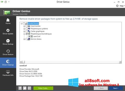 Ekrano kopija Driver Genius Windows 8