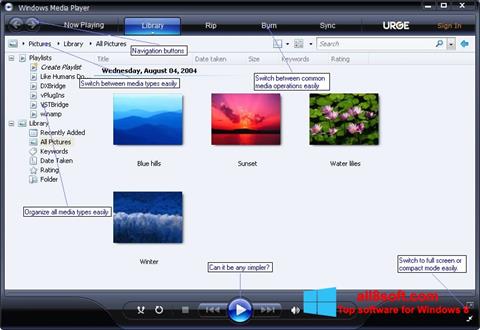 Ekrano kopija Media Player Windows 8