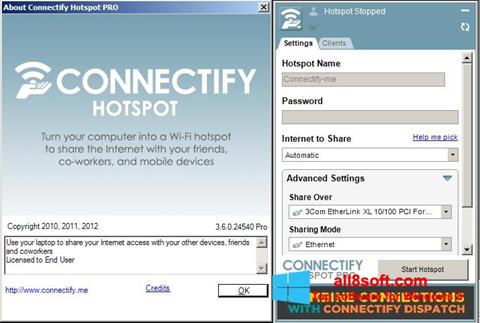 Ekrano kopija Connectify Hotspot PRO Windows 8
