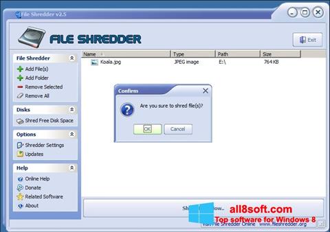 Ekrano kopija File Shredder Windows 8