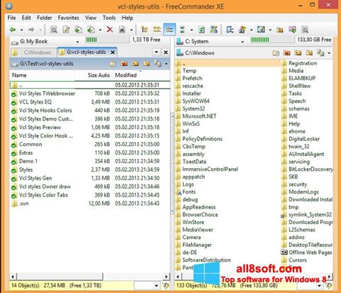 Ekrano kopija FreeCommander Windows 8