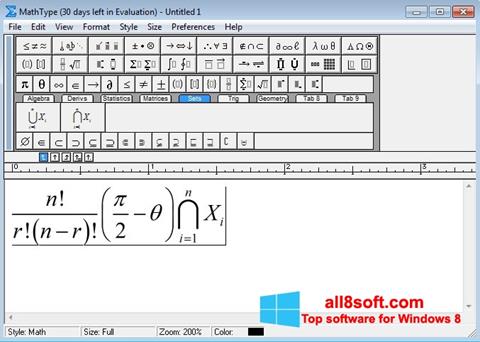 Ekrano kopija MathType Windows 8