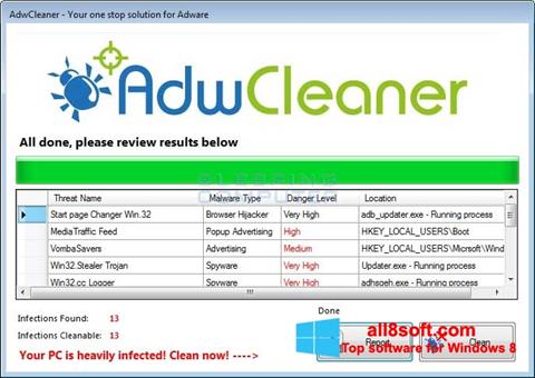 Ekrano kopija AdwCleaner Windows 8