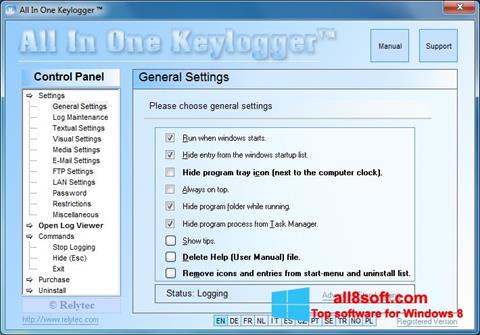 Ekrano kopija Keylogger Windows 8