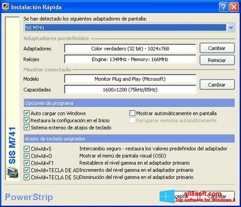 Ekrano kopija PowerStrip Windows 8