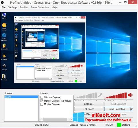 Ekrano kopija Open Broadcaster Software Windows 8