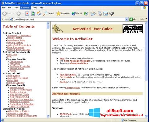 Ekrano kopija ActivePerl Windows 8