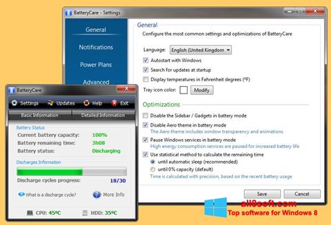 Ekrano kopija BatteryCare Windows 8