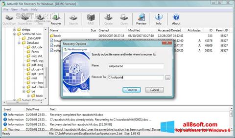 Ekrano kopija Active File Recovery Windows 8