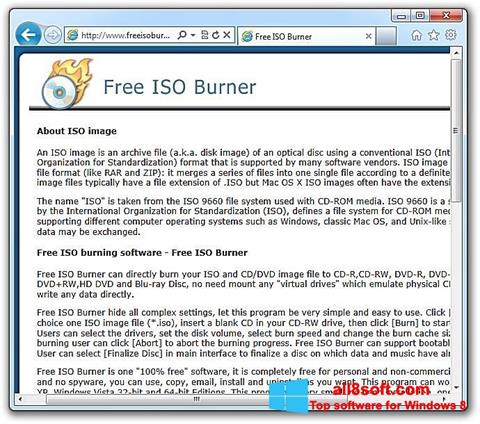 Ekrano kopija ISO Burner Windows 8