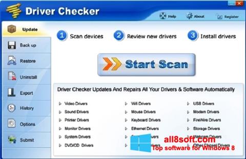Ekrano kopija Driver Checker Windows 8