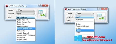 Ekrano kopija ABBYY Screenshot Reader Windows 8