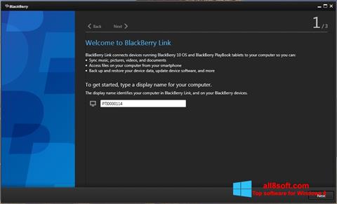 Ekrano kopija BlackBerry Link Windows 8