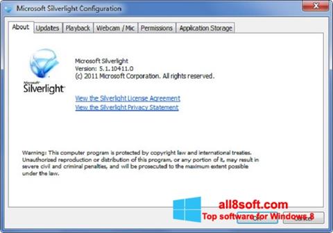 Ekrano kopija Microsoft Silverlight Windows 8