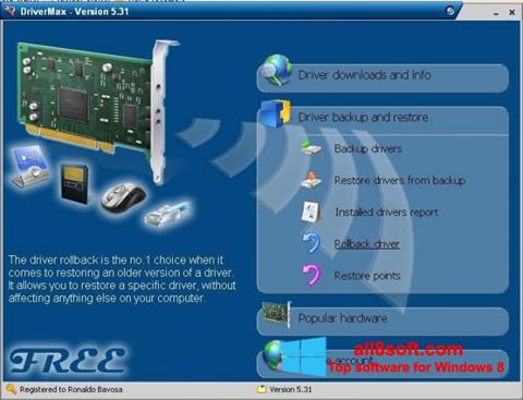 Ekrano kopija Driver Cleaner Windows 8