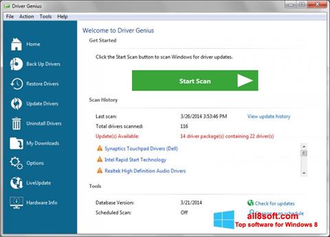 Ekrano kopija Driver Genius Professional Windows 8