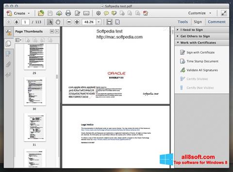 Ekrano kopija Adobe Acrobat Windows 8
