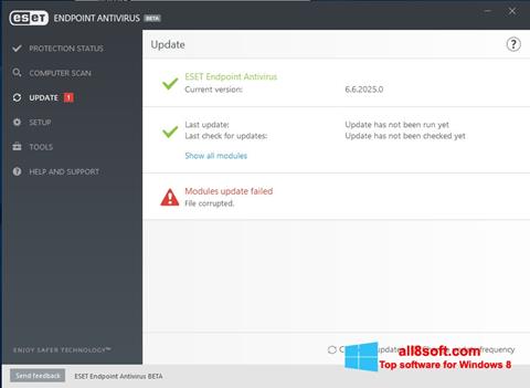 Ekrano kopija ESET Endpoint Antivirus Windows 8