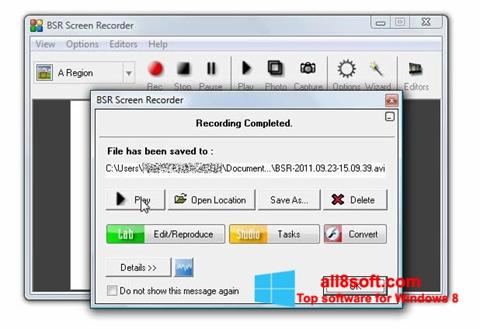 Ekrano kopija BSR Screen Recorder Windows 8