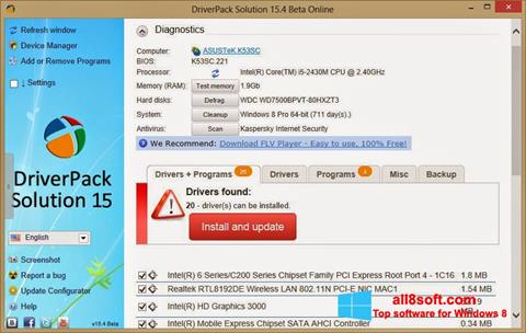 Ekrano kopija DriverPack Solution Online Windows 8