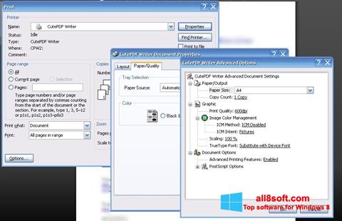 Ekrano kopija CutePDF Writer Windows 8