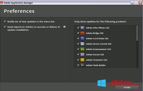 Ekrano kopija Adobe Application Manager Windows 8