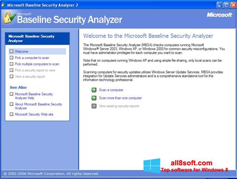 Ekrano kopija Microsoft Baseline Security Analyzer Windows 8
