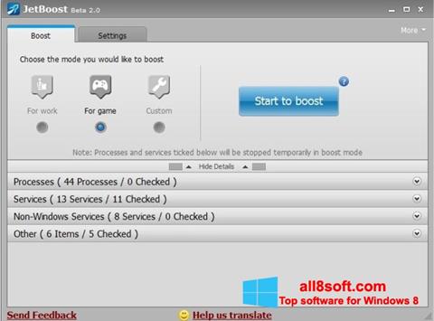 Ekrano kopija JetBoost Windows 8