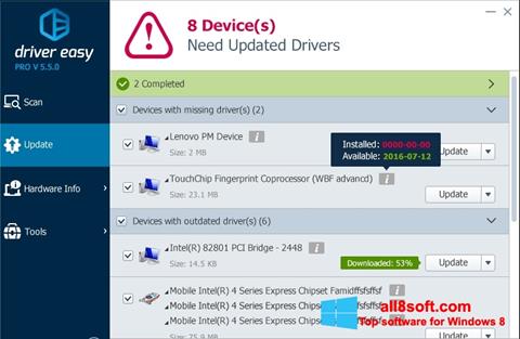 Ekrano kopija Driver Easy Windows 8