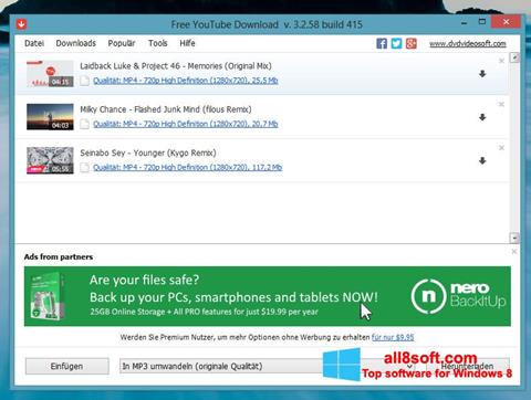 Ekrano kopija Free YouTube Download Windows 8