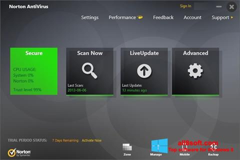 Ekrano kopija Norton AntiVirus Windows 8