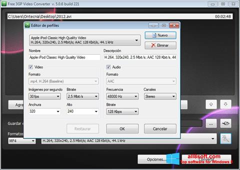 Ekrano kopija Free MP4 Video Converter Windows 8