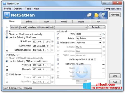 Ekrano kopija NetSetMan Windows 8