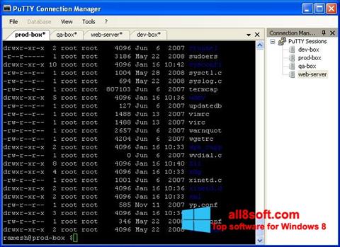 Ekrano kopija PuTTY Connection Manager Windows 8