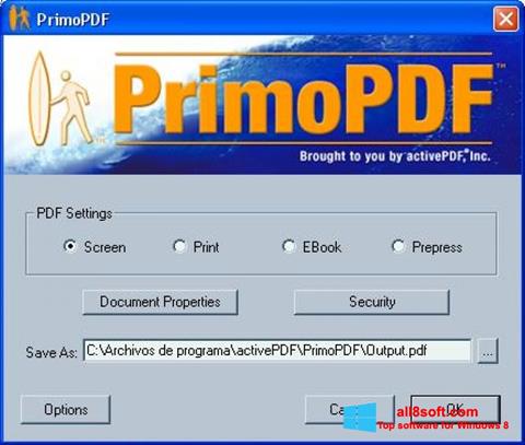 Ekrano kopija PrimoPDF Windows 8