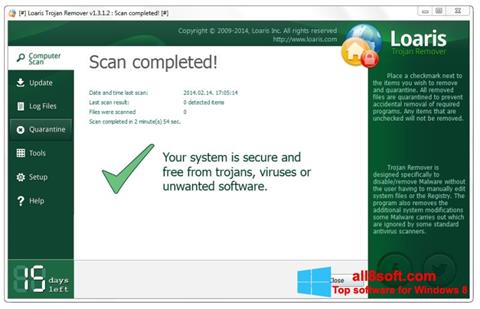 Ekrano kopija Loaris Trojan Remover Windows 8