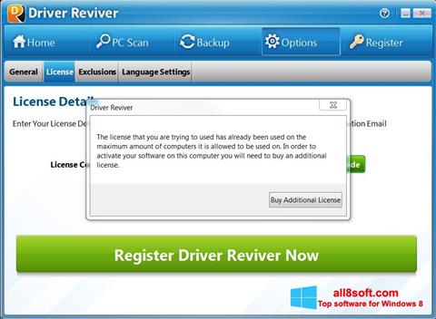 Ekrano kopija Driver Reviver Windows 8